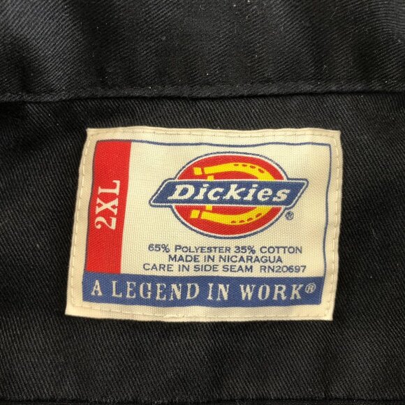 Dickies Mens Work Shirt Size 2XL Long Sleeve Button Up Classic Black Workwear - Picture 3 of 11
